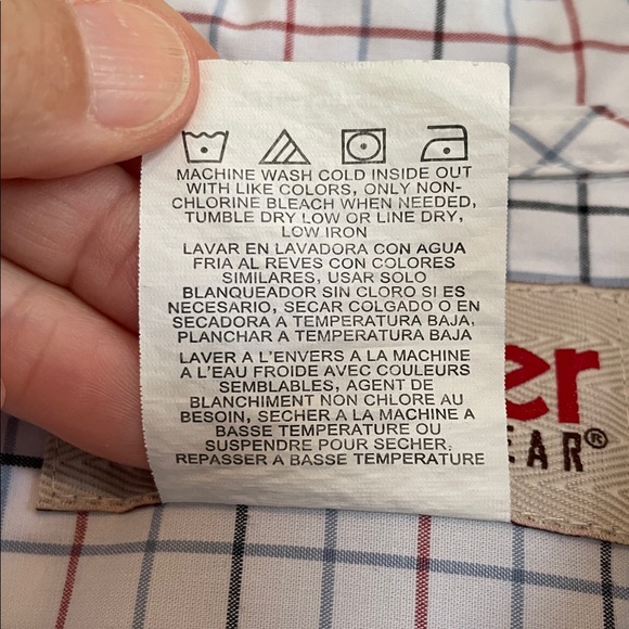 Men's L Wrangler White check Button down short sleeve Shirt left breast pocket - Picture 4 of 10